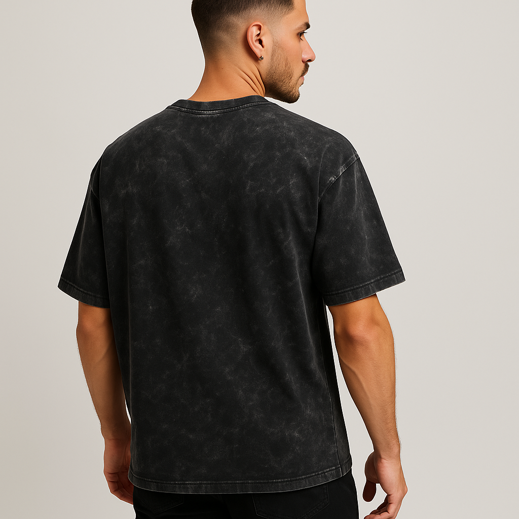 Men’s Black Oversized Acid Wash T-Shirt
