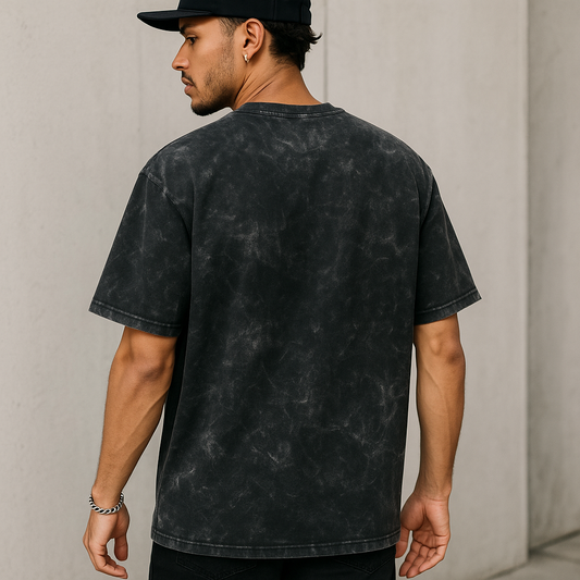 Men’s Black Oversized Acid Wash T-Shirt